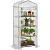 Outsunny Mini Serra Portatile 4 Ripiani 160H x 70L x 50P cm Bianco | Riparo compatto per piante, telaio metallico, copertura trasparente