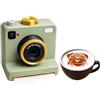 Generico 3D Printed Latte Art Camera, 1-touch Coffee Foam Machine | Retro Style | Manual Printing Kit Powder Shaker With Multiple Stencil Card For Cappuccino Hot Chocolate Beverages Desserts Flavors Flavours