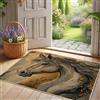 Generic Elegante zerbino con cavallo, decorazione con cavallo dorato, per interni ed esterni, tappeto antiscivolo, antipolvere, facile da pulire, 73 x 43 cm
