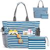 Jinfanshurich Borsa per il pranzo da donna, borsa per computer portatile con scomparto per il pranzo isolato, 2 in 1, multifunzione, borsa per computer per lavoro, ufficio, scuola (B-blu a strisce)