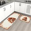 Generic Set di 2 tappeti da cucina rustici a forma di fungo, con zucche di campagna e foglie, color crema, comodi, lavabo, lavanderia, ingresso e bagno