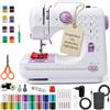BRICH Mini macchina da cucire per principianti, 12 punti, 46 pezzi | elettrico, pedale, luce LED, funzionamento a rete o a batteria (4 x AA), portatile, tessuti leggeri e medi
