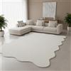 TapisTrend Tappeto Shappy Crema 140x200 cm tinta unita con motivo ondulato e morbido pelo di 19 mm, ideale per soggiorno, camera da letto e zona relax