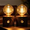 YOOMUR Set di 2 lampade da comodino a LED ricaricabili vintage 1200 mAh, luce calda, effetto legno, intensità regolabile, per comodini e camere da letto
