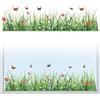 Peacoblue Adesivi statici per finestre, 120 x 30 cm, 1 foglio con motivo erba e farfalle, adesivo decorativo rimovibile per finestra, per casa e ufficio