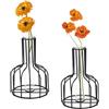 BAIFULAI Set di 2 vasi neri con fiori e cornice in metallo - Vetro trasparente - Piccoli vasi con germogli - Regali per decorazione di matrimonio, decorazione da tavola - Decorazione per interni - Decorazione