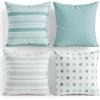 TIN DREAMS FACTORY | Set di 4 Federe per Cuscino 45x45 cm Tonalità di Verde Menta - Sfoderabili e Lavabili - Cuscini Moderni - Made in Spagna - Decorazione per Casa, Letto, Divano, Poltrona