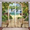 Loussiesd Tenda da giardino naturale fumoso montagna cascata floreale finestra Dreapes natura botanica finestra tende traspirante trattamento finestra decorazione camera W66* L90