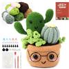 KOIROI Set all'uncinetto per principianti, piante all'uncinetto, cactus in vaso | Set per uncinetto per principianti, con animali, con uncinetto, filo, istruzioni (lingua italiana non garantita)