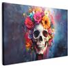 MuchoWow© Quadro Su Tela Grandi Dimensioni Quadri Moderni Soggiorno Stampa | 120x80 cm - Di Foto Decorazione Camera Letto Da Parete Con Cornice Dipinti Teschio - Fiori - Teschio - Colorato