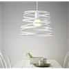TEKHOME Lampadario a Sospensione E27 Moderno, Lampada a Soffitto Design Industriale in Metallo per Cucina Isola Tavolo da Pranzo, Stile Minimal con Paralume a Spirale, No Lampadina A08 (BIANCO)