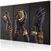decomonkey Quadri Moderni Soggiorno Mani Nero, 3 pezzi, 120x80 cm | Tela strutturata su telaio in legno, decorazione per camera da letto e ufficio, Quadro Stampa su Tela