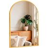 Marctani Specchio per finestra ad arco con cornice in alluminio dorato, specchi decorativi da parete stile finestra vintage, vetro HD da 2,8 cm per ingresso, soggiorno o camera da letto