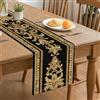 Generic Elegante runner da tavola nero e oro, design vintage floreale barocco per la decorazione della casa da pranzo, perfetto per riunioni di vacanza, 33 x 183 cm