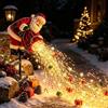 Generico Decorazione Natalizia da Giardino a LED Babbo Natale che Versa | Luci a LED bianco caldo con effetto flusso luminoso, decorazione da esterno a energia solare a forma di Babbo Natale