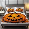 Generic Lenzuola Matrimoniali Clip Art Di Zucca Di Halloween, Bianco Set Lenzuola con Angoli in Microfibra con Angolo Fino a 30 cm con 2 Federe, Set completo da letto per Bambini e Adulti, 160 x 200 cm