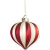 Viron Set 6 Palle di Natale Pendenti in Vetro Soffiato con Decoro a Righe Verticali Bianco e Rosso (1, Goccia Medium)