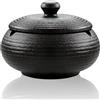 Ruemoo Posacenere Retro in Ceramica con Coperchio Interno & Esterno | Eleganza Retrò | Antivento | 3 Scanalature | Facile da Pulire | Posacenere da Esterno | Posacenere in Ceramica