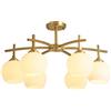 Generic Plafoniera Semi-montata in Vetro a 5 luci, lampadario in Ottone Anticato Color Oro, lampadario Moderno a Sospensione per Camera da Letto, Soggiorno, Sala da Pranzo e Ingresso.