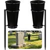 Meenewching 2 vasi per tomba con picchetto, 9 x 26 cm, resistenti alle intemperie, per | Vaso da cimitero da incastro, con base in metallo e tappo, resistente alle intemperie e durevole, supporto per fiori