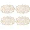 kilofly Tovagliette all'uncinetto in cotone pizzo centrini 4 pezzi, ovale, beige, 17,8 x 35,6 cm