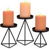 Sziqiqi Portacandele in Metallo Geometrico - Set di 3 Candelabro Moderni in Ferro Nero, Candelieri Candelabri per Candele a Colonna Centrotavola per Soggiorno Festa Natale Halloween Tavolo da Pranzo