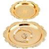 Jabalux Vassoio Rotondo Dorato Decorativo, 15 cm e 10 cm, 2 Pezzi | Bordo Intagliato, Stile Vintage, Motivi Floreali, Superficie Piatta, Set da 2 Misure