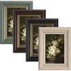 twirush Set di 4 cornici portafoto vintage, quadrate retrò, 15 x 10 cm, con passepartout per parete e da tavolo, per casa, ufficio, soggiorno (nero, caffè, legno bianco, verde, 10 x 15 cm)