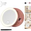 MOMOKUBA Miroir cosmétique avec éclairage, miroir grossissant 30x avec ventouse, 3 couleurs lumineuses et à intensité variable, pour maquillage de précision, miroir mural ou de table pour salle de
