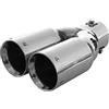 AutoHobby - Doppio tubo di scappamento, universale, per lo sport, in acciaio inox, rotondo, fino a 55 mm, cromato