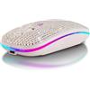 Maxspace Bling Dazzling - Mouse wireless ricaricabile da 2,4 GHz, sottile, con ricevitore USB, compatibile con notebook, PC, laptop, computer, MacBook, ottima idea regalo per lei (bianco)