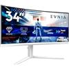 PHILIPS Monitor 34M2C5601QA 34 pollici Curvo 3440x1440, UW-QHD, 200Hz, Fast VA Panel, 1ms GtG, USB Hub Speakers, Height Adjustment, (HDMI2x 2.0 DP 1x 1.4) Adaptive Sync, HDR10, FreeSync Prem. Bianco