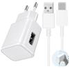 witpine Caricatore USB C compatibile con Samsung Galaxy S8 S9 Note10, kit caricatore USB C con adattatore di alimentazione USB EU 2 pin, cavo USB-C rinforzato, protezioni integrate, bianco