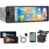 Vespokia Radio auto 1 DIN con CarPlay wireless e Android Auto, schermo touch 6,28 pollici, autoradio con schermo Bluetooth, navigazione GPS, radio FM, MirrorLink, AUX, telecamera retromarcia, equalizzatore