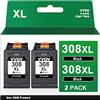 VVQV 308 cartucce d'inchiostro nero XL 308e compatibili con HP 308, 308XL nero, ricambio per HP Deskjet 2920, cartucce per Envy 6120e, 6132e, 6520e, 6155e, 6532e, Deskjet 4320, 4310 (2 nero)
