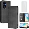 OUEAYIEN Cover per Honor 200 Pro Custodia a Libro con Vetro Temperato Nr | Blocco RFID,Antiurto,Pelle Portafoglio Case,Porta Carte,Stand,Vintage Flip Custodia per Honor 200Pro Honor200 Pro Honor200Pro