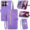 MOJIA Custodia Portafoglio per Xiaomi 17T Pro, Pelle PU Flip Cover per Telefono con Guscio Interno in TPU, Multifunzione Porta Carte con Cinturino Polso. Viola