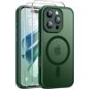 Qasyfanc Magnetica Cover per iPhone 16 Pro Max, Verde | Compatibile con MagSafe,con 2 Pezzi Vetro Temperato Pellicola, Cover Clear Slim Fit Antiurto Militare Antigiallo