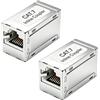 Hilacini 2 Pezzi Accoppiatore RJ45 Cat7, Connettore RJ45 Femmina Femmina 10Gbps 500MHz Schermato, Adattatori Ethernet Placcato Oro, Prolungatore di Rete ad Alta Velocità per Prolunga Cavo LAN Compatibile Cat7