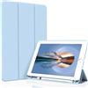 Figair Custodia per iPad Air 3ª Generazione/Pro 10,5 pollici | retro in TPU morbido, ultrasottile e leggera, Smart Cover con auto sleep/wake e portapencil, Blu Cielo