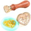 Ychostamp Timbro per ceralacca, motivo a cuore, rimovibile da 23 mm, testa in ottone con manico in palissandro, timbro personalizzato per buste di nozze, bottiglie, pacchetti e pennarelli