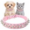 Weimostar Collare per cani con chiodo, collare per gatti, con borchie, rosa, S | Piccolo rivetto SpikePuppy ragazza femmina ragazzo piccolo animale domestico gattino collare regolabile per gatti in pelle PU
