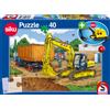 Schmidt Spiele Puzzle Bagger, Baustelle, Kinderpuzzle, Mit Siku Bagger Figur, 40 Teile, 56350