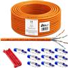 ARLI Cavo di installazione Cat7 100 m + 10x spina di rete RJ45 Cat8.1 senza attrezzi + coltello per spelare S/FTP LSZH Cavo Ethernet