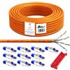 ARLI Cat7 50 m cavo di installazione S/FTP LSZH + 10x spina di rete RJ45 Cat8.1 senza attrezzi + coltello per spelare Ethernet LAN