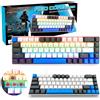 Media-Tech RED CORE MX60 - Tastiera meccanica da gioco corta 60%, dotata di interruttori meccanici silenziosi RED, retroilluminazione colorata, 68 tasti, USB-C. Colore: bianco/blu.