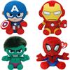 TY La gamma di supereroi Ty Marvel include 4 personaggi: Spider-Man, Iron Man, Hulk e Captain America. Colleziona tutti i tuoi eroi preferiti in versione morbida, altezza 20 cm