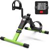 Selius Mini cyclette da scrivania - Pieghevole, colore nero con finiture verdi - Alimentata a batteria - Materiale plastico
