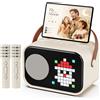 Selius Altoparlante portatile per karaoke - Beige - Potenza di 40W - Bluetooth 5.3 - Audio stereo surround - Ideale per feste e viaggi