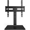 Selius Supporto TV universale - Supporto per TV da tavolo, adatto per schermi da 27-60 pollici - 4 altezze regolabili - Vetro nero - Per televisori a schermo piatto e monitor